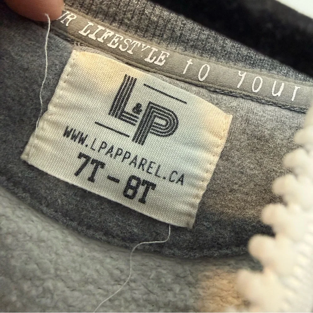 LP Apparel Gray Kids Zip-Up Sweatshirt 7-8 - Picture 3 of 3
